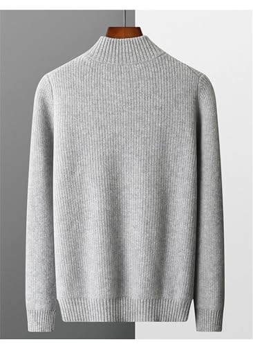 Men's Autumn and Winter Half-High-Necked Zipper Wool Cardigan Padded Leisure Cashmere Knitted Cardigan2