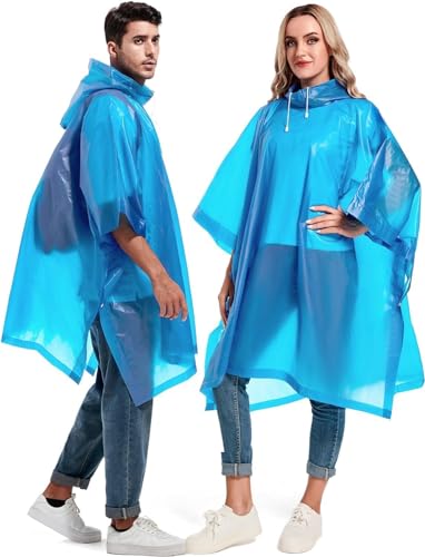 Image of Pivalo EVA Raincoat Poncho 70 GSM with Adjustable Hood Full Sleeves Knee Length Unisex Universal Size Waterproof Reusable Outdoor Rainwear for Bike Riders Men and Women (Pack of 1, Blue)