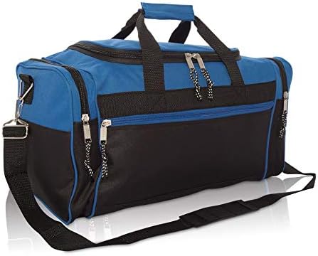 DALIX 21" Blank Sports Duffle Bag Gym Bag Travel Duffel with Adjustable Strap in Royal Blue