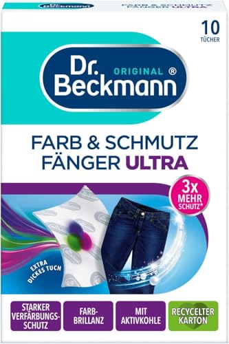 Dr. Beckmann Farb & Schmutzfänger Ultra | langanhaltender Farbschutz für dunkle Wäsche und intensive Farben | ultrastark und mit Aktivkohle für Farbbrillianz | 10 Tücher 1