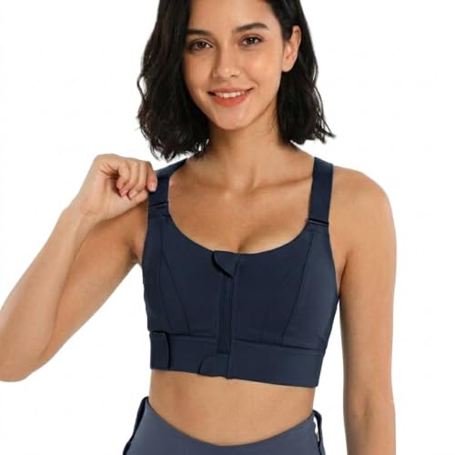 Image of Shoppy Villa - high Impact Sports Bra for Heavy Breast Full Coverage | Gym Bras for Women Workout | Yoga Bra,with Front Zipper Seamless Bra Push up Bras for Women | Black | 2X-Large