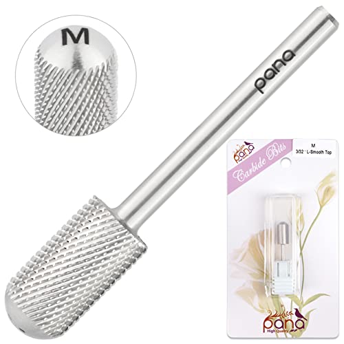 Usa Pana 3/32" Safety Nail Carbide - Smooth Round Top Large Barrel Head For Electric Dremel Drill Machine - Grit Size: (4Xc, 3Xc, 2Xc, Xc, C, M, F, Xf) (Medium (M) Silver) #TOP2