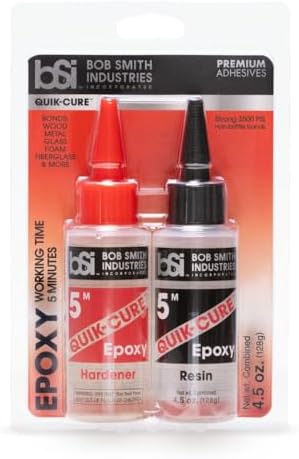 Bob Smith Industries BSI-201 Quik-Cure™ Epoxy - 4.5 oz. Combined, Clear - 5-Minute Fast-Setting Adhesive for Wood, Metal, Glass, Crafts & Repairs