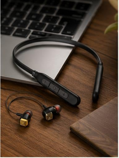 Image of Wireless Bluetooth Neckband Earphones, in-Ear Sports Headset with Deep Bass, Stereo Sound, Magnetic Earbuds, Noise Isolation, Hands-Free Calling