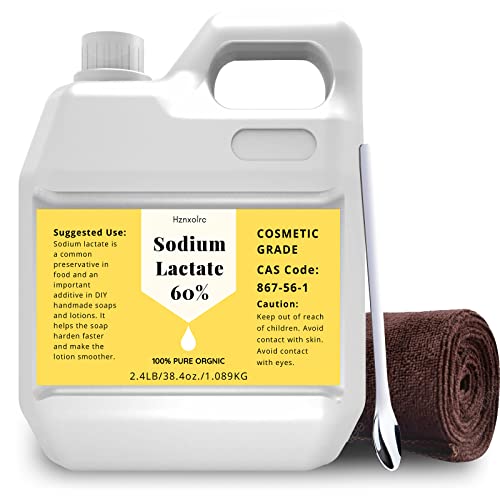 38.4 Ounce Sodium Lactate for Soap Making & Lotions Premium Sodium Lactate Liquid 60% Concentration Cosmetic Grade Moisturize Anti-Aging Makes Soap Harder and Unmold Faster