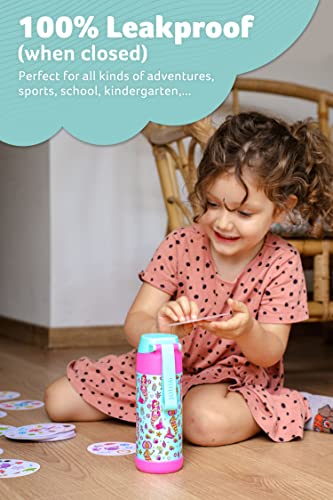 Jarlson Kids Water Bottle With Straw - Charli - Insulated Stainless Steel Water Bottle - Thermos - Girls/Boys (Mermaid 'Mosaic', 12 Oz) #TOP4