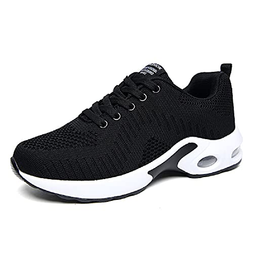 COVPAW Chaussures de course pour femme - Respirantes - Chaussures de sport - Chaussures de randonnée légères et tendance - En maille - Confortables - Pour l'extérieur - Fitness - Gym, Noir , 37 EU Cover