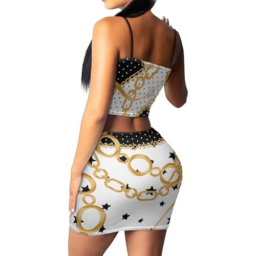 Image of 2025 Sexy Spaghetti Strap Crop Tops and Bodycon Skirt Casual 2 Piece Set S-4XL