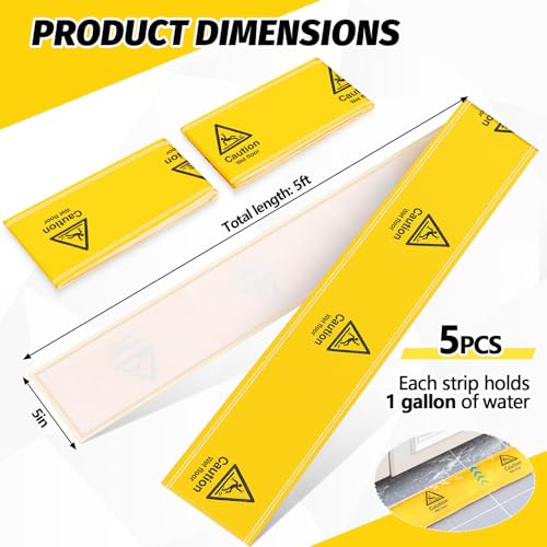 Image of Nuanchu 5 Pieces Water Lock Absorbing Strips 5'' W x 5' l Water Absorber Snake Absorbent Socks for Leaks Spills from Home Garage Doors Windows Doorways, Absorbs up to 1 Gal Per Strip