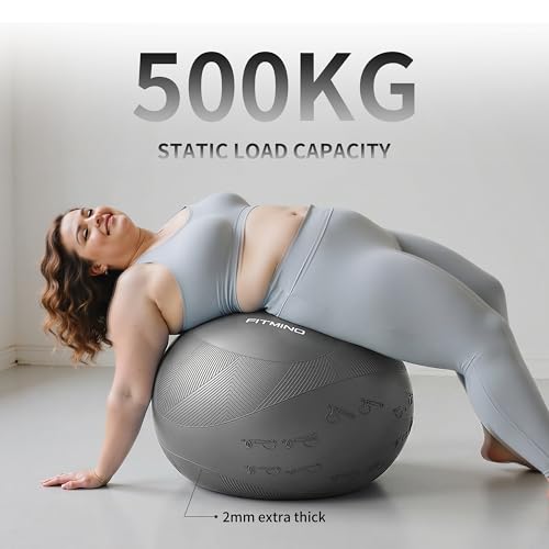 Image of Extra Thick Yoga Ball with Training Instruction, Anti-Burst Slip Resistant Exercise Ball with Pump for Pilates,Physical Therapy,Pregnancy Stability,Birthing Ball 22in 26in 30in