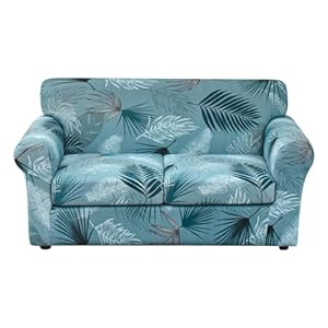 FORCHEER Loveseat Covers for 2 Cushion Couch Covers 3 Piece Stretch Sofa Cover for 2 Cushion Couch Covers Printed Love seat Slipcover Washable Furniture Protector (Loveseat, Styles 2)