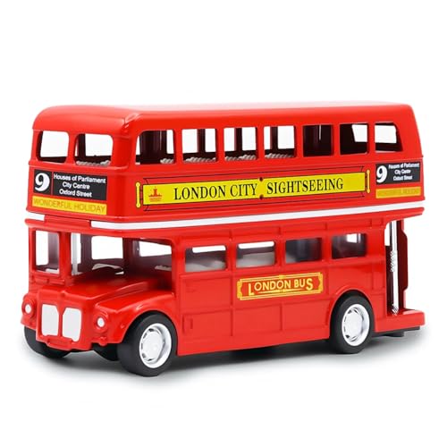 PLNVNVP Bus Toy Double Decker Bus Double Decker Red Models Toy 1:64 Scale Pull-Back Car Models Pull Back City Car Accessories for Kids