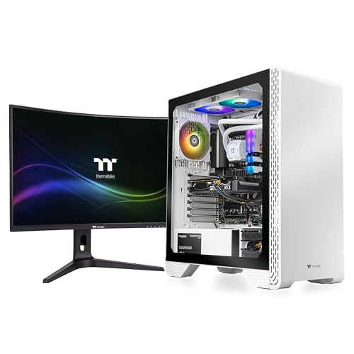Thermaltake Glacier 460 Gaming Desktop (Ryzen™ 5 5600X, RTX™ 4060, 16GB 3600Mhz RGB DDR4) S3GL-B550-460-LCS + TGM-V32CQ Gaming Monitor (32in CurveQHD 2K 1440P, 170 Hz Refresh Rate) GM-GCE-32CEQB-US