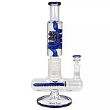 Inline Slit Black Leaf - Bong gel enfriador con espiral | Pipa de agua para fumar (Azul)