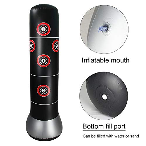Saco de pancadas inflável MENGXI com alvo de atividades físicas, saco de boxe de altura 155 cm, saco