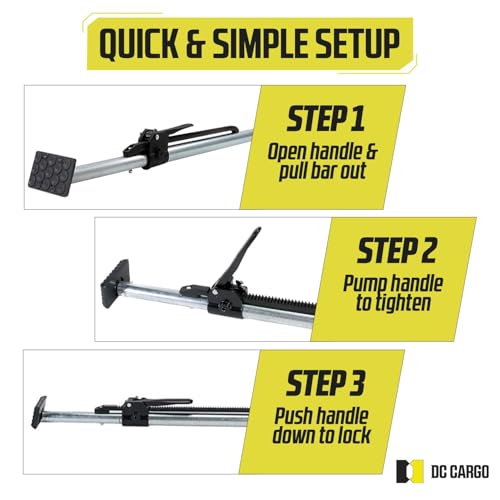 Image of DC Cargo Mall Heavy-Duty Adjustable Load Lock Bars for Trailers - Pack of 2 - Truck Cargo Bars - Load Bars for Enclosed Vans and Reefers - 89-104 Inches Long Steel Ratcheting Cargo Bar