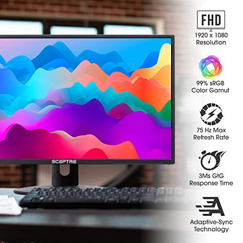 Sceptre 24-inch Professional Thin 1080p LED Monitor 99% sRGB 2x HDMI VGA Build-in Speakers, Machine Black (E248W-19203R Series) - Image 3