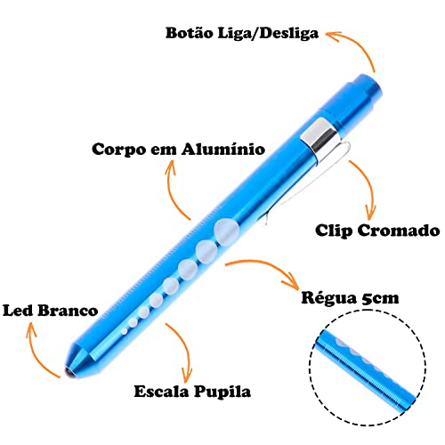 Relógio Lapela Silicone Enfermagem Azul E Caneta Lanterna Com Luz Amarela