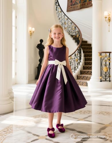 Image of PHIRAMIN Toddler Flower Girl Glitter Dress Shoes Little Girl Ballet Flats Bow Wedding Party