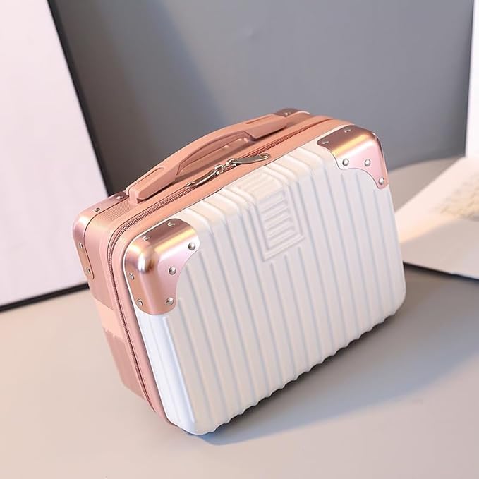 Image of Proxin Cosmetic Bag Case Travel Hand Luggage Small Portable Carrying Suitcase Makeup Case for Women Organizer Box Vanity Mini Suitcase (Rose Gold)