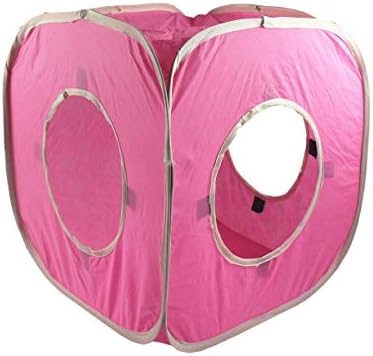 Citmage Cat Cube Pop Up Non-Woven Fabric Play Tent Toy with Hook and Loop,3 Peek Holes Collapsible,Lightweight,Provide Exercise Game for Cats,Kitties,Puppies (Pink)