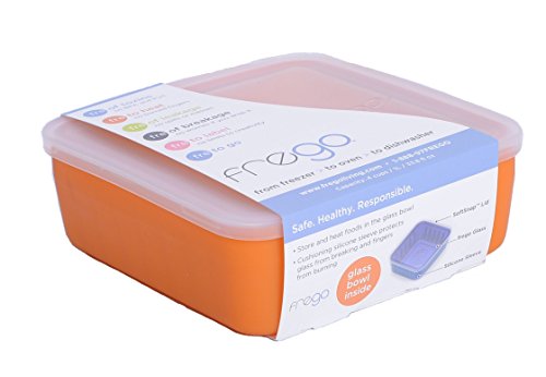 Frego Award-Winning Plastic-Free Glass and Silicone Food Container | 4 Cups | Orange