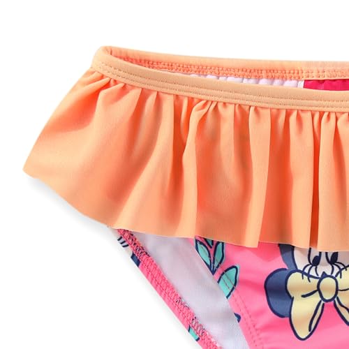 Image of Disney Minnie Mouse Girls UPF 50+ Long Sleeve Rash Guard and Bikini 2-Piece Swimsuit Set for Big Kids