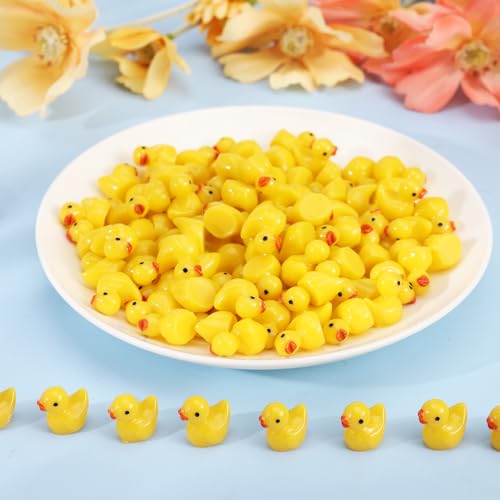 Halinuia 100 Stück Mini Harz Enten, Mini Resin Duck Kleine Figuren Mini Enten Figuren Kleine Ente Miniatur Figuren Niedliche Ente Dekoration für DIY Aquarium Garten Landschaft Puppenhäuser