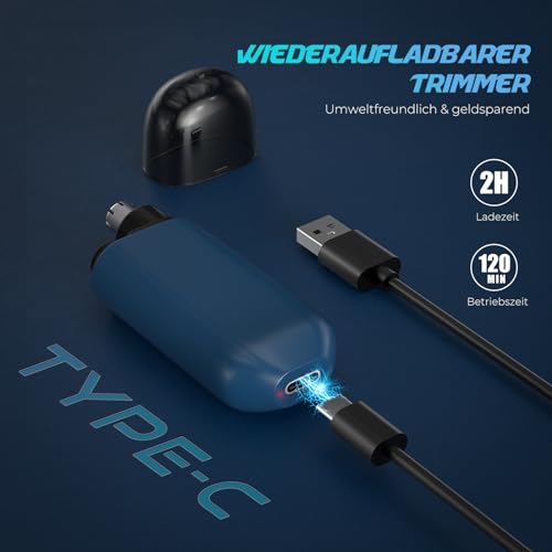 Nasenhaartrimmer, schmerzfreier Nasenhaartrimmer für Männer und Frauen, Typ-C-Ladung,...