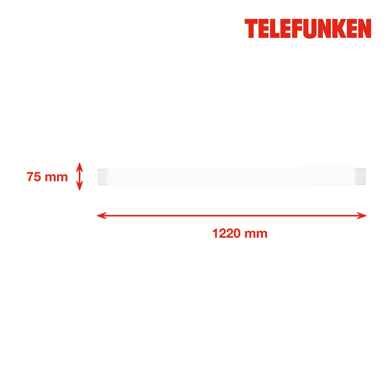 TELEFUNKEN - Lampa podszafkowa LED, 122 cm, kuchnia, listwa LED, szafka kuchenna, lampa warsztatowa, barwa światła regulowana na 2 poziomach, przełącznik światła, 45 W, 5000 lm, biała