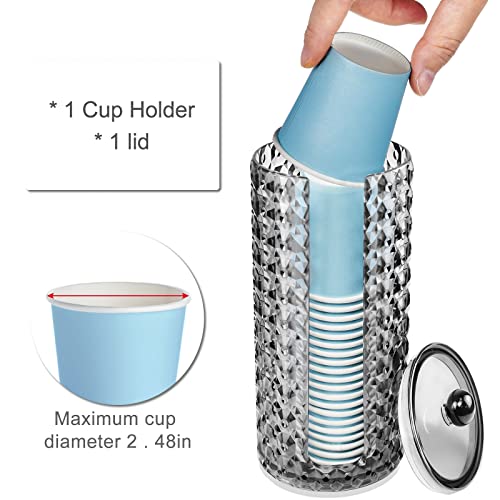 Samhe Bathroom Cup Dispenser Disposable Mouthwash Cup Holder For 3Oz-4Oz Paper Cups Acrylic Small Cup Dispenser With Lid For Bathroom Vanity Countertops #TOP1