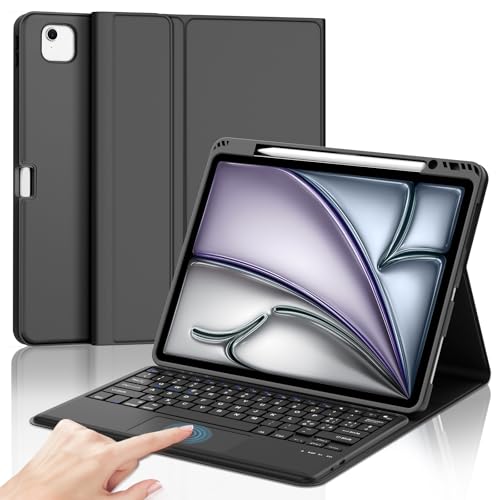 IVEOPPE Tastiera iPad Air 13 M4 2026/M3 2025/M2 2024 con Touchpad, Cover Tastiera Trackpad Italiano QWERTY Magnetico Staccabile Bluetooth con Portapenna per iPad pro 12.9 3-6 Gen, Nero