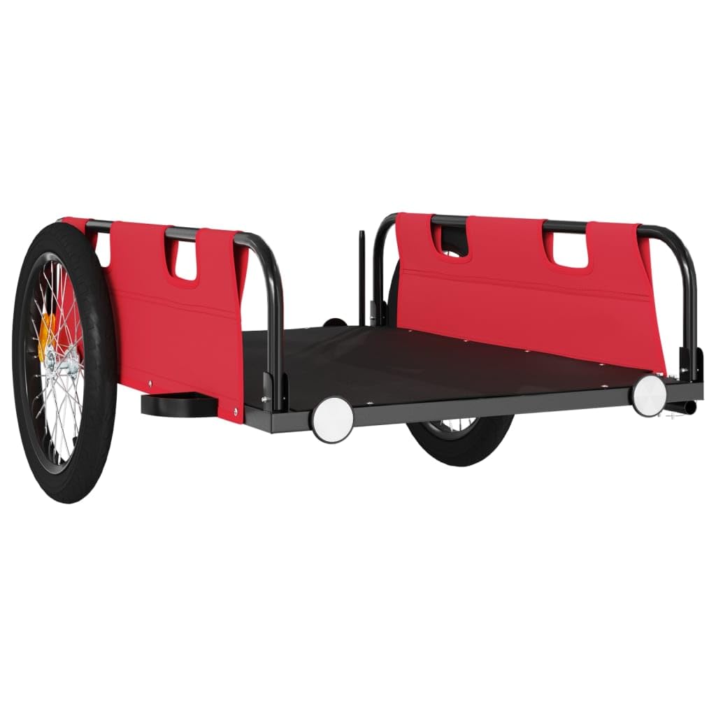 vidaXL Remolque para Bicicletas, Remolque de Carga, Carrito para Bici, Remolque para Maletas Plantas Herramientas, Hierro Tela Oxford Rojo