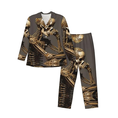 Pyjama classique à col cranté léger et doux ensemble squelette respirant