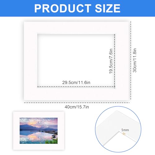Chingcoo 12 Stück Passepartout 30x40 cm Außenmaß – 1,5 mm Stark – Passepartout Ihrer Bilder und Fotos für Fotos, Postkarten – Präsentation & Schutz