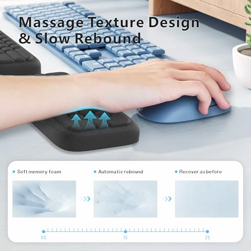 MEKASS Keyboard Wrist Rest, Ergonomic Wrist Pad, Soft Memory Foam Keyboard Hand Rest with Non-Slip Base, Easy Typing, Pain Relief, Comfort Support for Office Work Gaming Computer Accessories (Black) - Thumbnail 4
