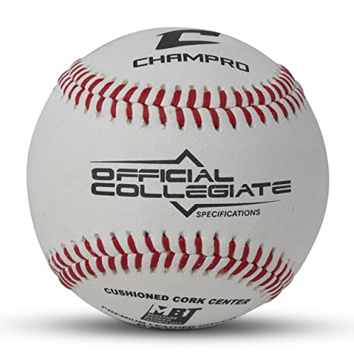 Champro Collegiate Specifications Baseballs with Full Grain Leather, Flat Seam, 12 Pack