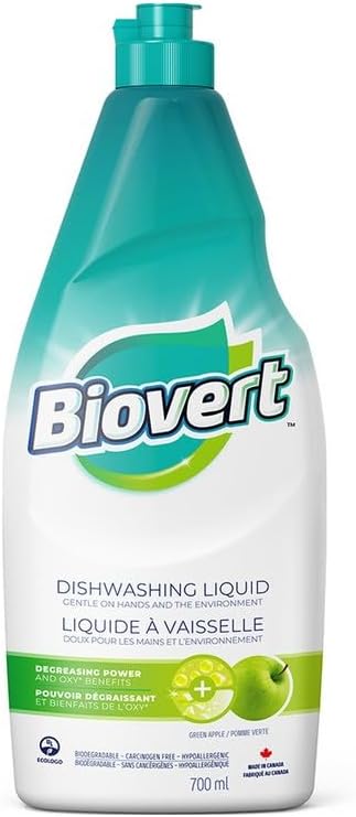 Biovert 食器用洗剤 グリーンアップル 野菜 果物洗い 濃縮 台所 700ml×1個 [並行輸入品]