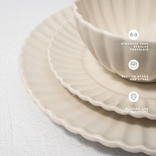 Image of 16 Piece Dinnerware Set Aruba (Sun Washed Lemon) Plates, Bowls, and Mugs Set for 4