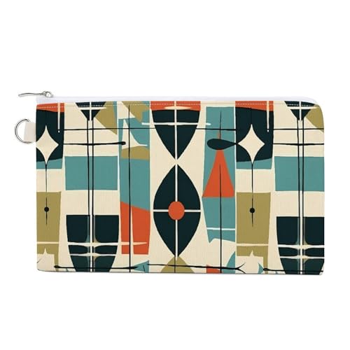 RLDOBOFE Modern Mid Century Coin Purse Small Cash Coin Purse Pouch Mini Canvas Change Purse with Zipper Cute Coin Pouch Fashion Coin Wallet Slim Cash Change Wallet for Cards Keys Lipsticks