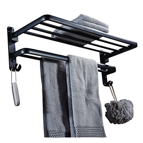 Porte-serviette aluminium etagere pliable salle de bain murale