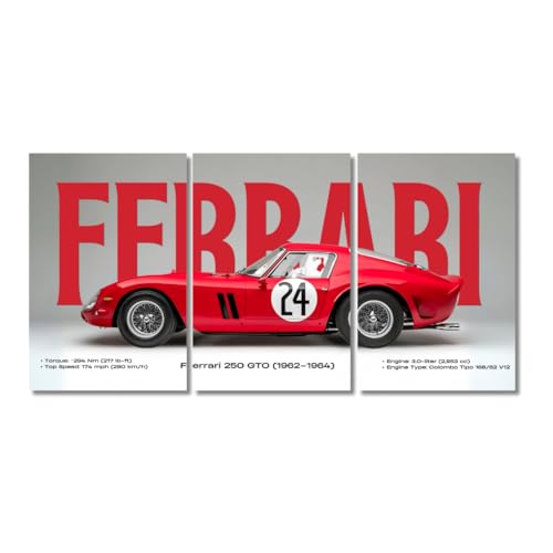 Image of Good Hope Ferrari Car Poster for wall 3 Piece Car Split Poster 12x18 inch Set for Room, Wall Art Home, Office, Living Room, Bedroom, Hostel boys, Gift Wallpaper Wall Decoration, wall decor item