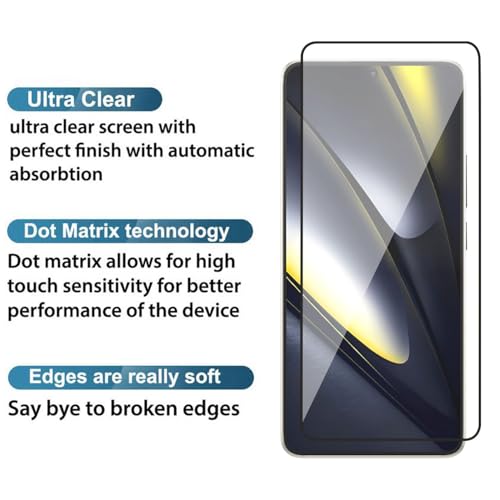 Image of POPIO Military-Grade Gorilla Tempered Glass for Xiaomi Poco F7 (Black) Edge To Edge Coverage With Easy Installation Kit