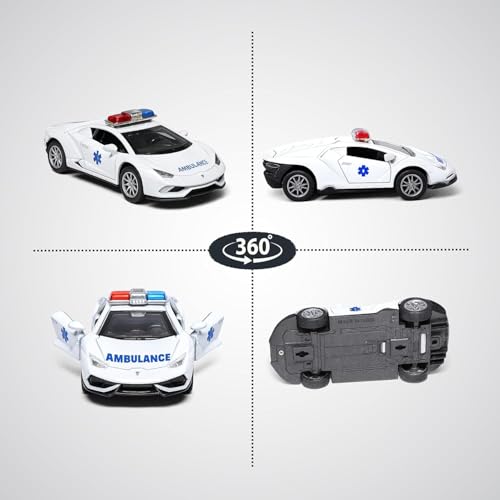 Image of Amisha Gift Gallery Diecast Ambulance Toy Car for Kids, Pack of 4