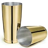Stainless Steel Boston Shaker - 2-piece 18oz & 28oz Professional Bartender Cocktail Shaker Bartender Shaker Kit - CTSK0013 (Gold)