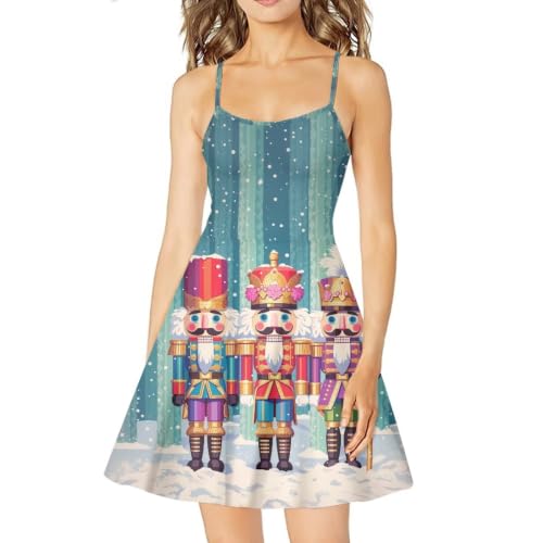 Image of Women's Spaghetti Strap Dress Summer Casual Swing Sundress Girls Beachwear Swing Mini Dress