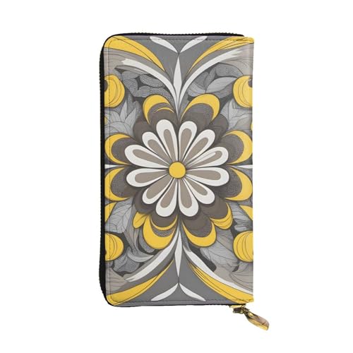 Portefeuille long en cuir imprimé floral jaune, le cadeau idéal
