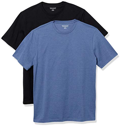 Amazon Essentials Men's 2-Pack Slim-Fit Short-Sleeve Crewneck T-Shirt, Black/Navy Heather, X-Large