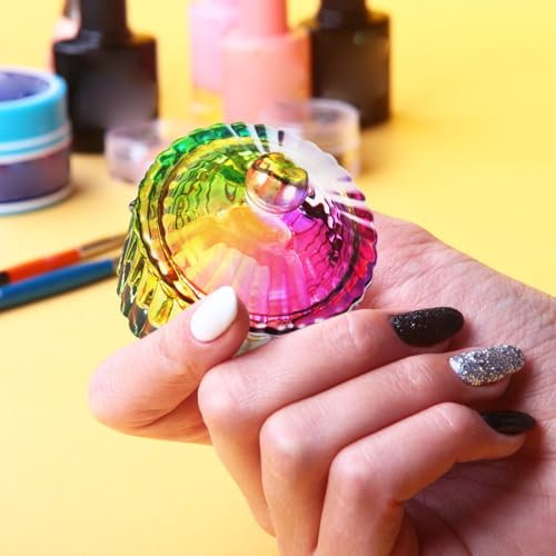 2 recipientes de vidrio para uñas acrílicas con tapa miniatura 3