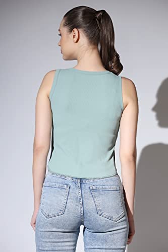 Image of OM SAI LATEST CREATION Crop Tops for Women || Ribbed Solid Chest Printed Crop Top for Girls || Text & Hart Print with Round Neck & Sleeveless Crop Top for Women || Tank Top.